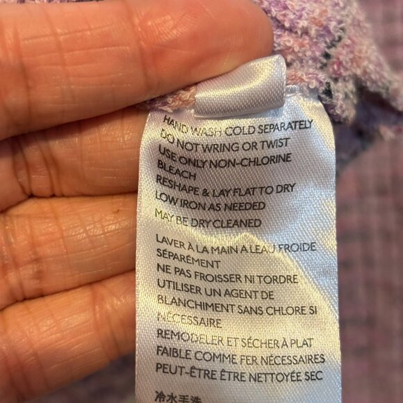 Free People Brooke Faux Wrap Long Sleeve Cropped Sweater Lilac Fog Combo - Picture 9 of 12